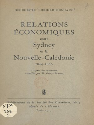cover image of Relations économiques entre Sydney et la Nouvelle-Calédonie